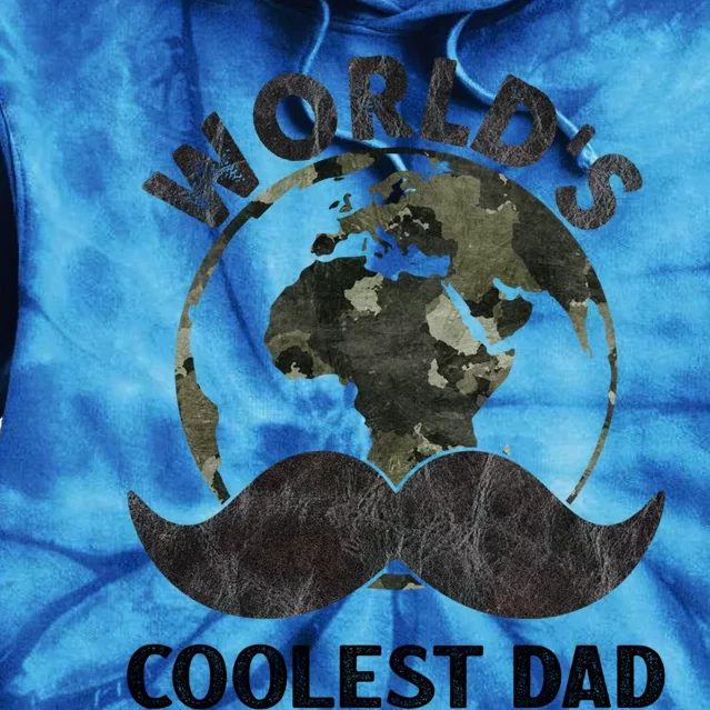 Worlds Coolest Dad Moustache Fathers Day Papa Daddy Gift Tie Dye Hoodie