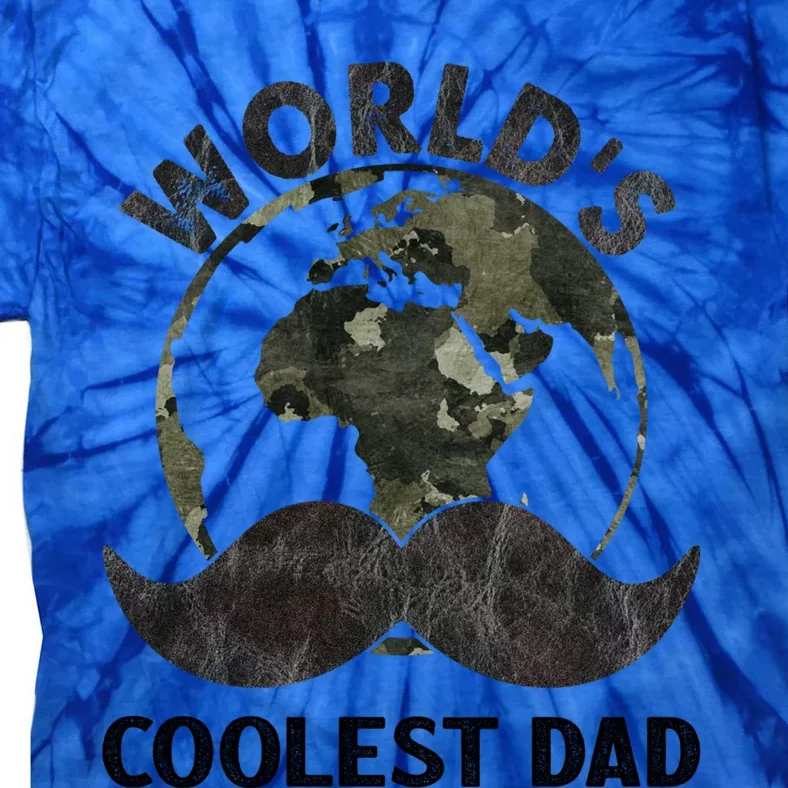 Worlds Coolest Dad Moustache Fathers Day Papa Daddy Gift Tie-Dye T-Shirt