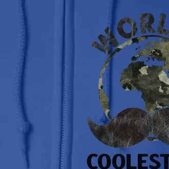 Worlds Coolest Dad Moustache Fathers Day Papa Daddy Gift Full Zip Hoodie