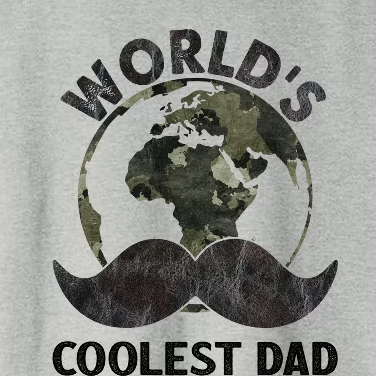 Worlds Coolest Dad Moustache Fathers Day Papa Daddy Gift Women's Crop Top Tee