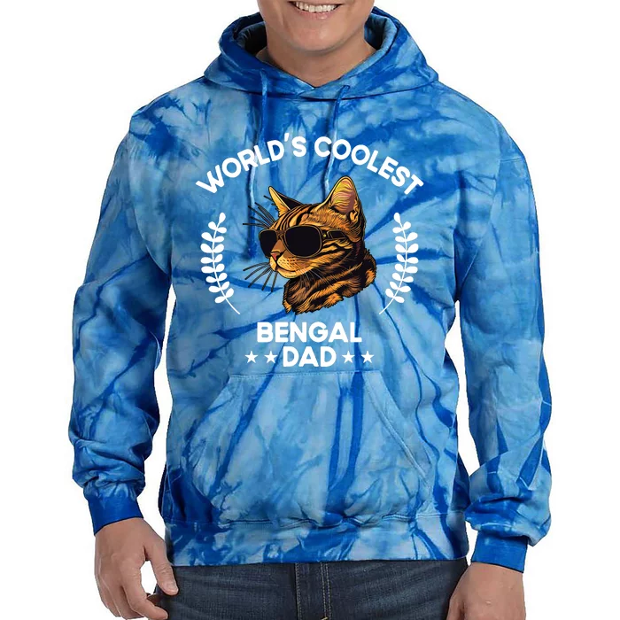 WorldS Coolest Dog Dad Papa Bengal Cat Tie Dye Hoodie