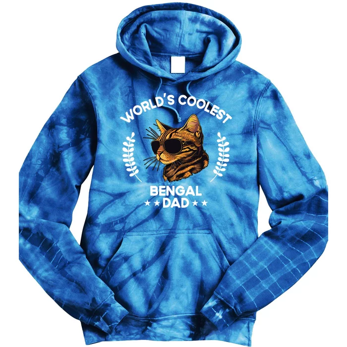 WorldS Coolest Dog Dad Papa Bengal Cat Tie Dye Hoodie