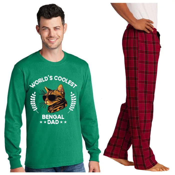 WorldS Coolest Dog Dad Papa Bengal Cat Long Sleeve Pajama Set