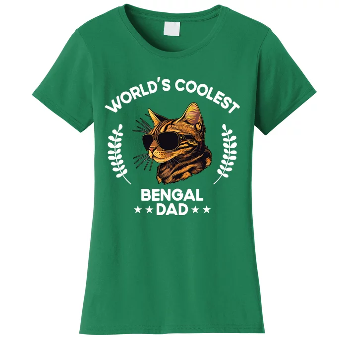 WorldS Coolest Dog Dad Papa Bengal Cat Women's T-Shirt