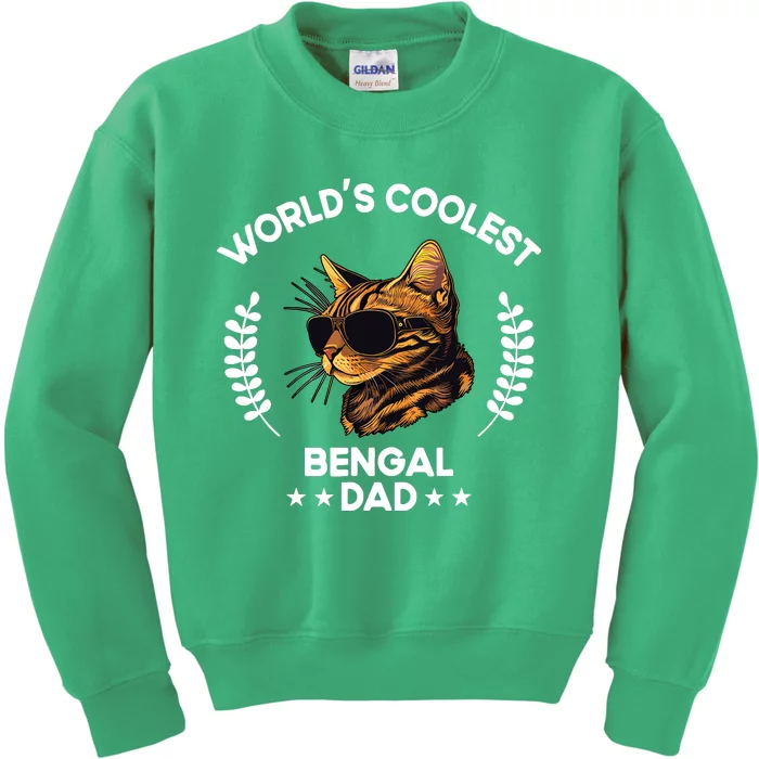 WorldS Coolest Dog Dad Papa Bengal Cat Kids Sweatshirt