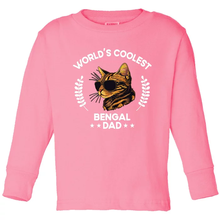 WorldS Coolest Dog Dad Papa Bengal Cat Toddler Long Sleeve Shirt