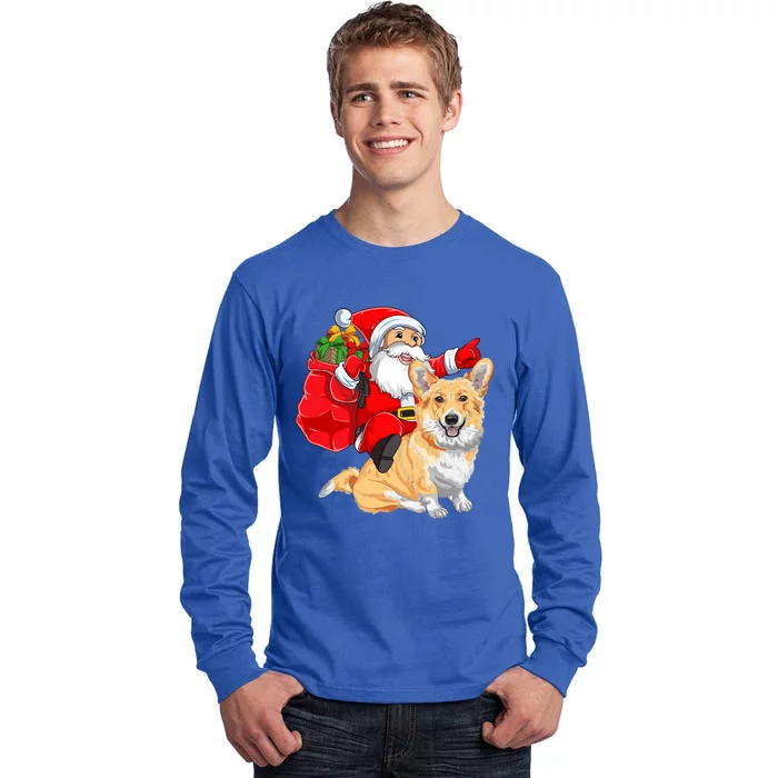 Welsh Corgi Dog Lover Santa Riding Welsh Corgi Christmas Great Gift Tall Long Sleeve T-Shirt