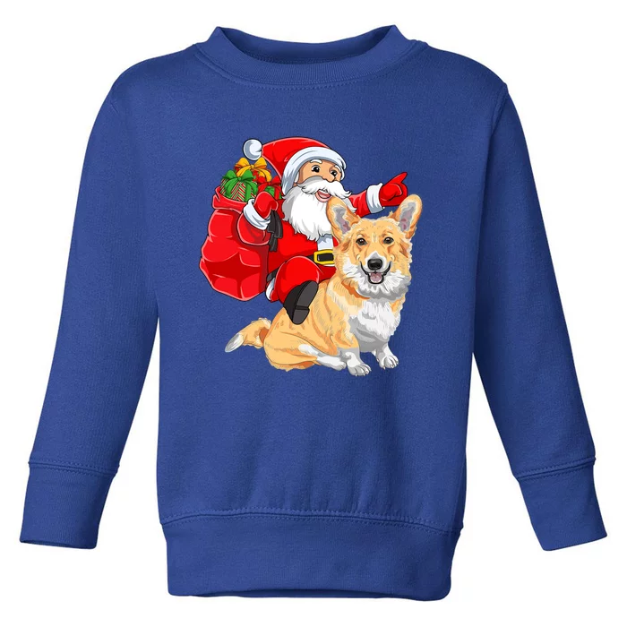 Welsh Corgi Dog Lover Santa Riding Welsh Corgi Christmas Great Gift Toddler Sweatshirt