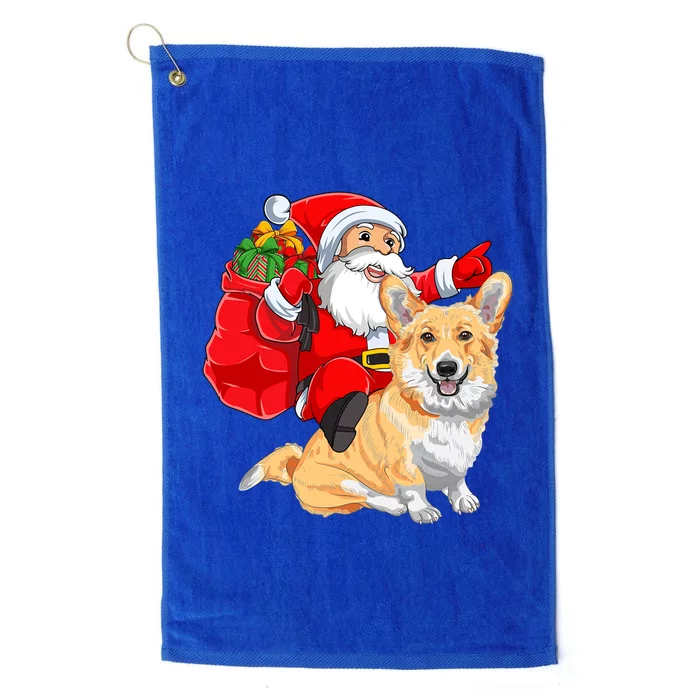 Welsh Corgi Dog Lover Santa Riding Welsh Corgi Christmas Great Gift Platinum Collection Golf Towel