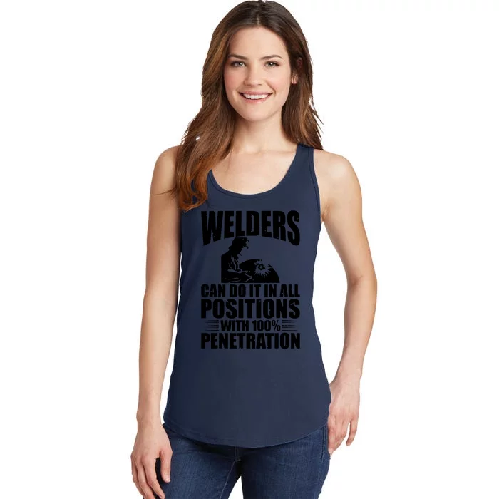 Welders Can Do It In All Positions Funny Welder Ladies Essential Tank