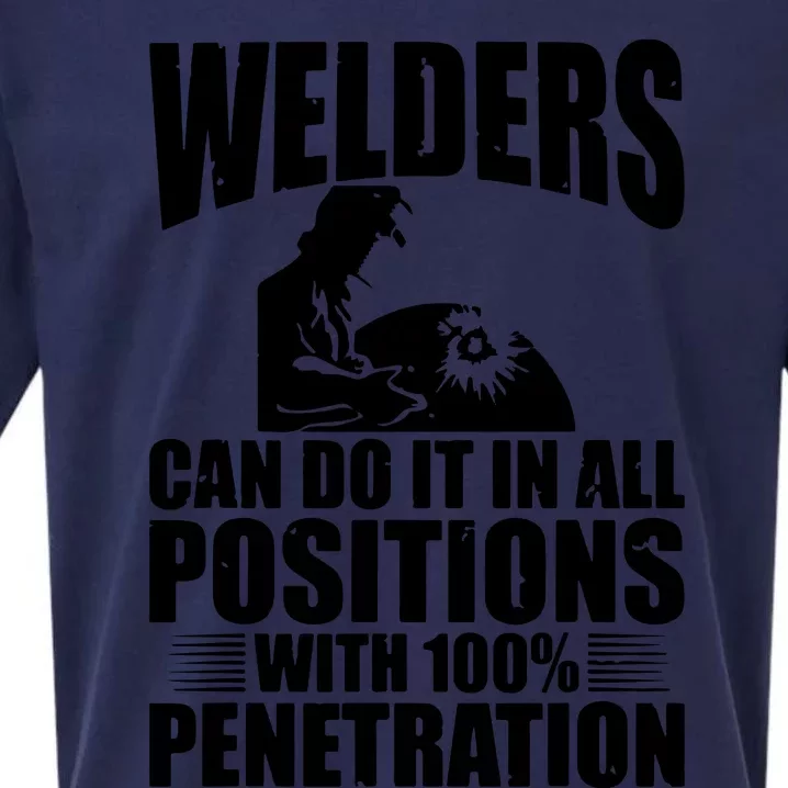 Welders Can Do It In All Positions Funny Welder Sueded Cloud Jersey T-Shirt