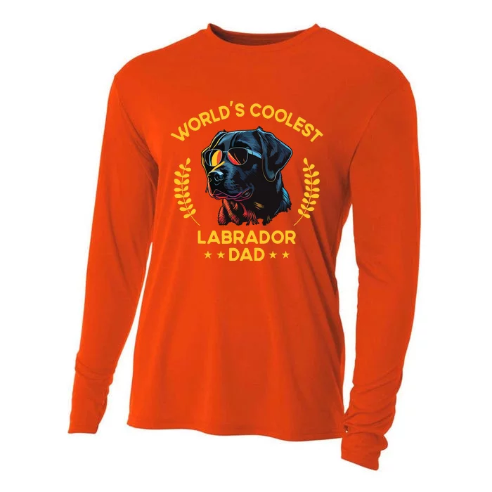 Worlds Coolest Dog Dad Papa Men Black Labrador Cooling Performance Long Sleeve Crew