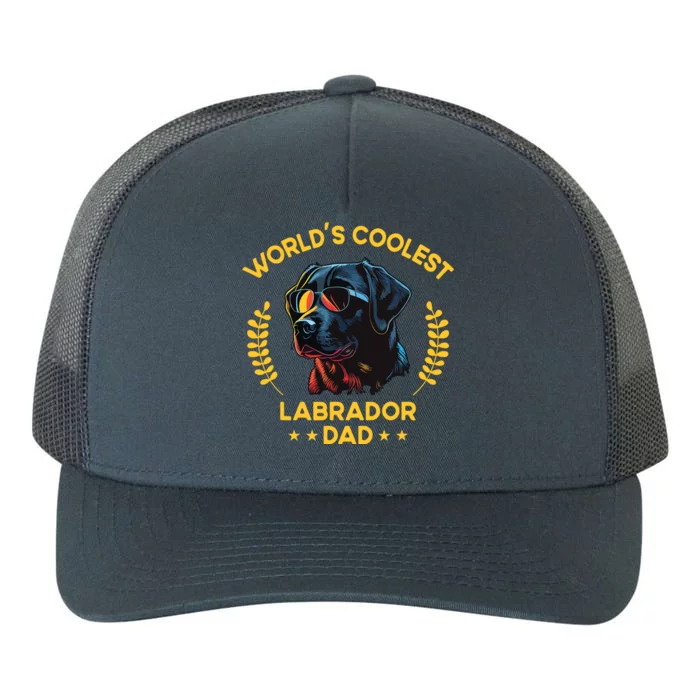 Worlds Coolest Dog Dad Papa Men Black Labrador Yupoong Adult 5-Panel Trucker Hat