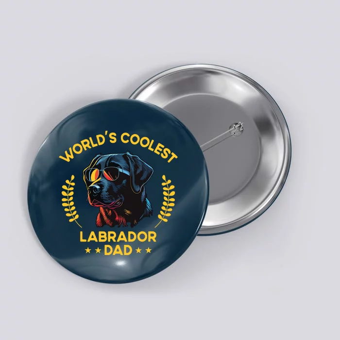 Worlds Coolest Dog Dad Papa Men Black Labrador Button