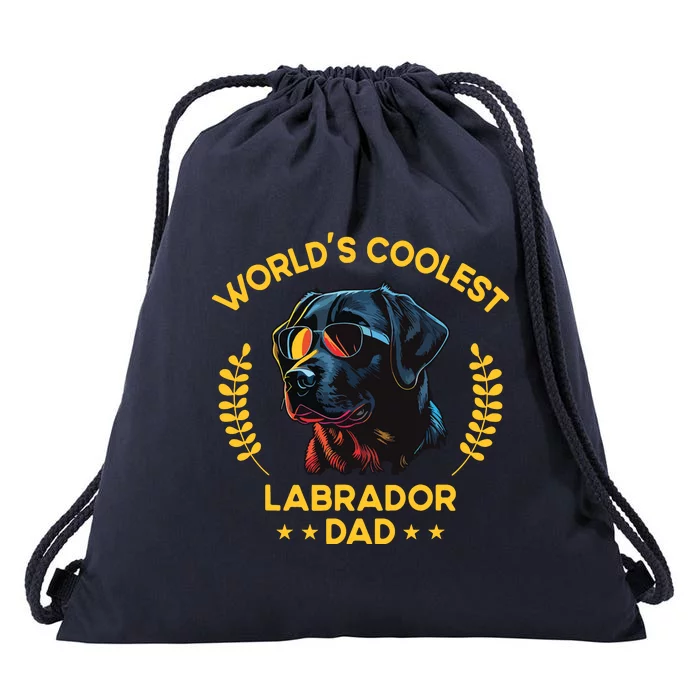 Worlds Coolest Dog Dad Papa Men Black Labrador Drawstring Bag