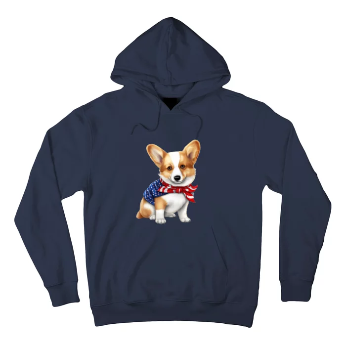 Welsh Corgi Dog Cute Welsh Corgi Puppy USA Flag Corgis Hoodie