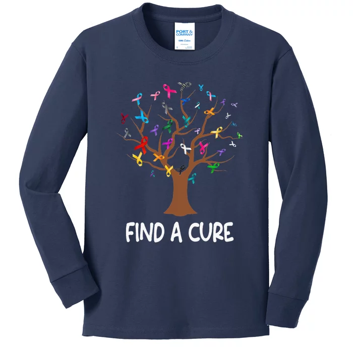 World Cancer Day Find A Cure All Cancer Awareness Kids Long Sleeve Shirt