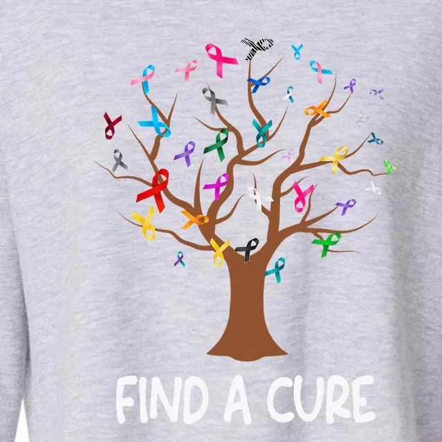 World Cancer Day Find A Cure All Cancer Awareness Cropped Pullover Crew