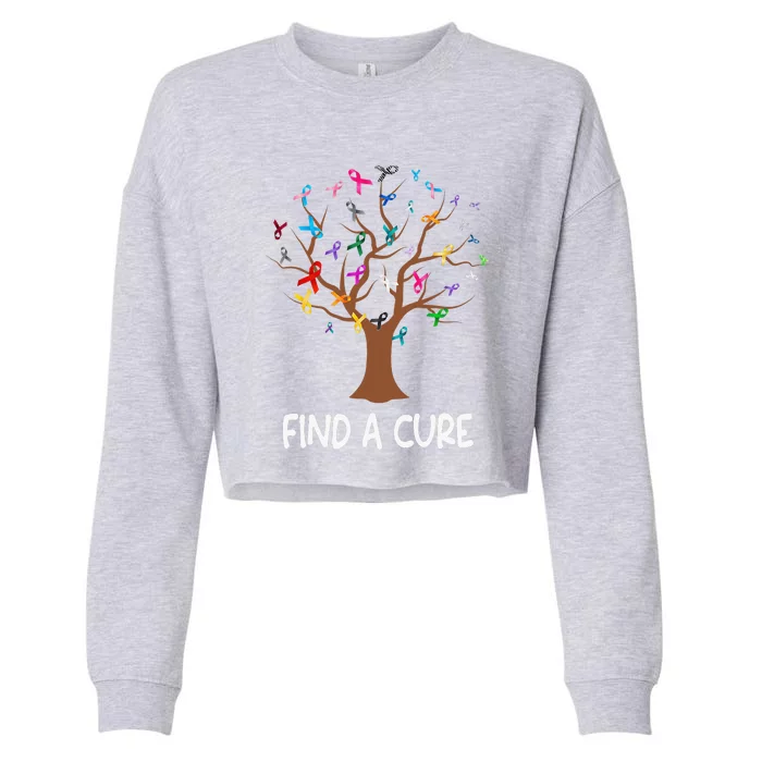 World Cancer Day Find A Cure All Cancer Awareness Cropped Pullover Crew