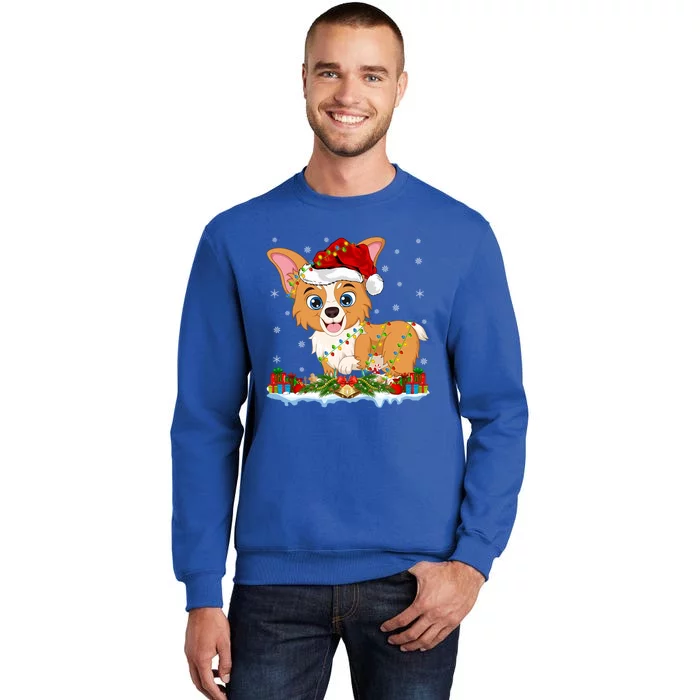 Welsh Corgi Dog Xmas Lighting Santa Welsh Corgi Christmas Gift Tall Sweatshirt