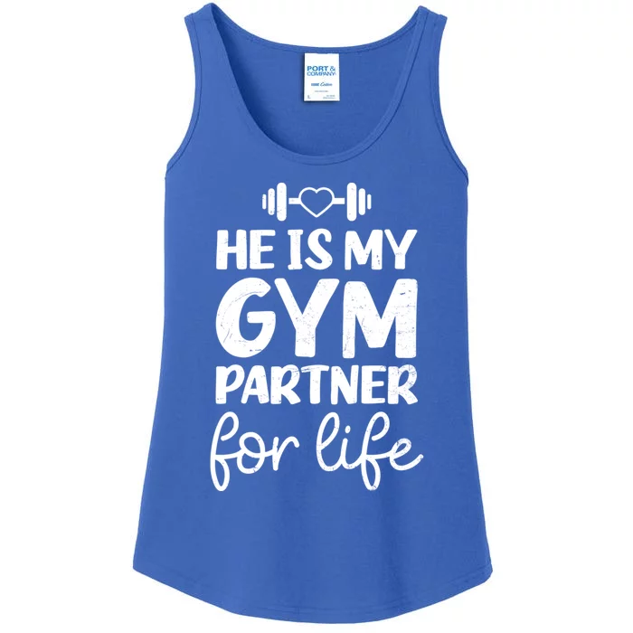 Workout Couple Design He Is Gym Partner For Life Gift Ladies Essential Tank