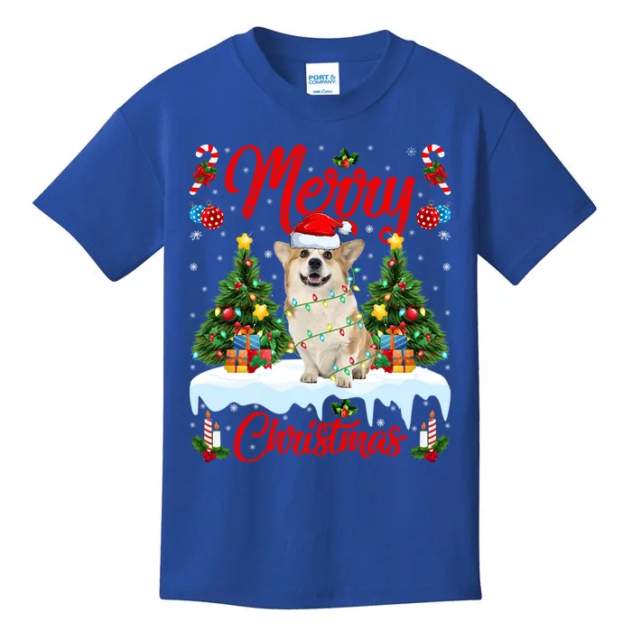 Welsh Corgi Dog Lights Xmas Tree Santa Welsh Corgi Christmas Meaningful Gift Kids T-Shirt