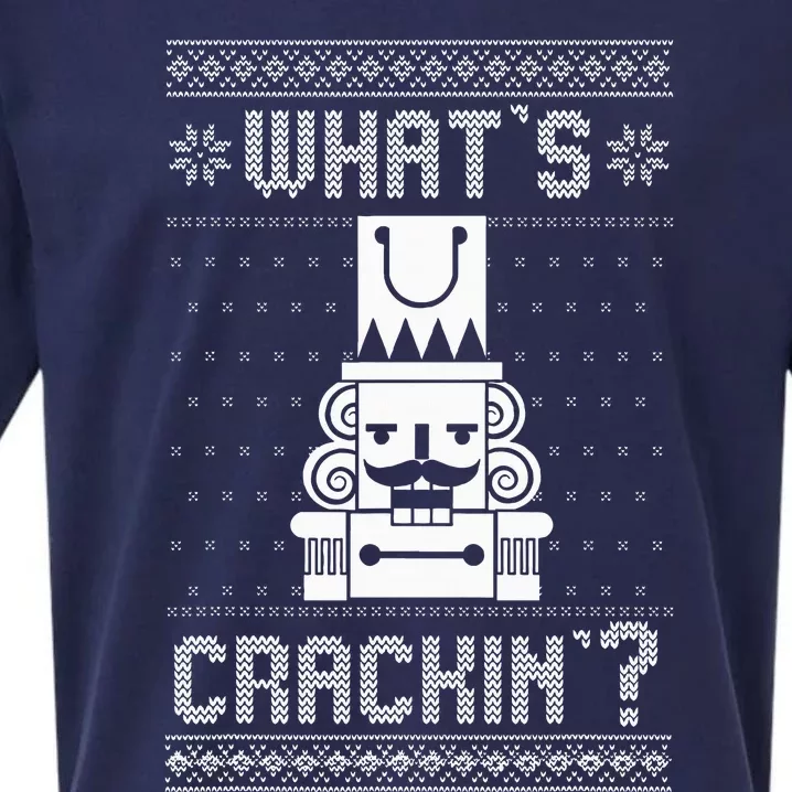 WhatS Crackin Deez Nuts Nutcracker Funny Ugly Christmas Sueded Cloud Jersey T-Shirt