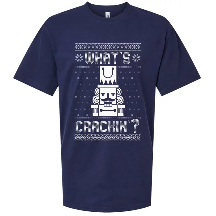 WhatS Crackin Deez Nuts Nutcracker Funny Ugly Christmas Sueded Cloud Jersey T-Shirt