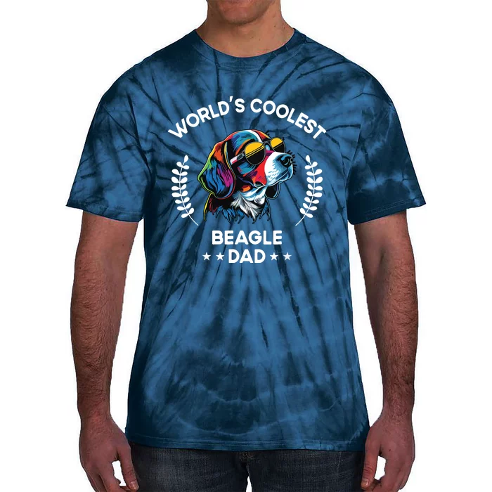 Worlds Coolest Dog Dad Papa Men Beagle Tie-Dye T-Shirt