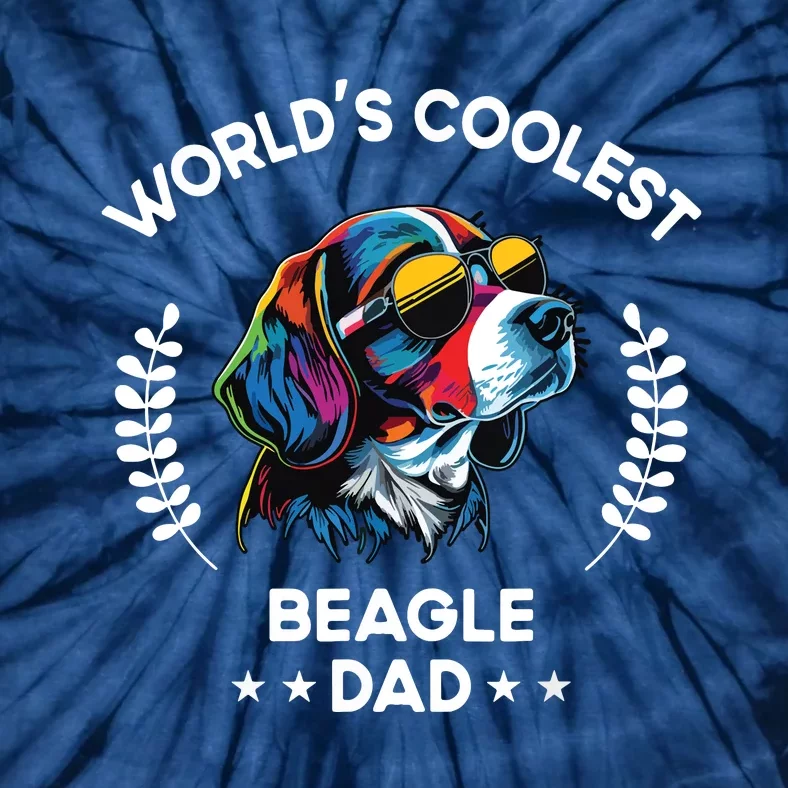 Worlds Coolest Dog Dad Papa Men Beagle Tie-Dye T-Shirt