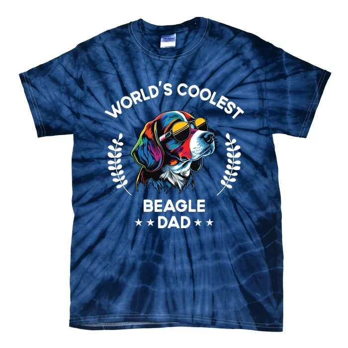 Worlds Coolest Dog Dad Papa Men Beagle Tie-Dye T-Shirt