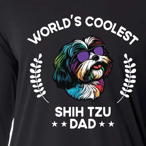 Worlds Coolest Dog Dad Papa Men Shih Tzu Cooling Performance Long Sleeve Crew