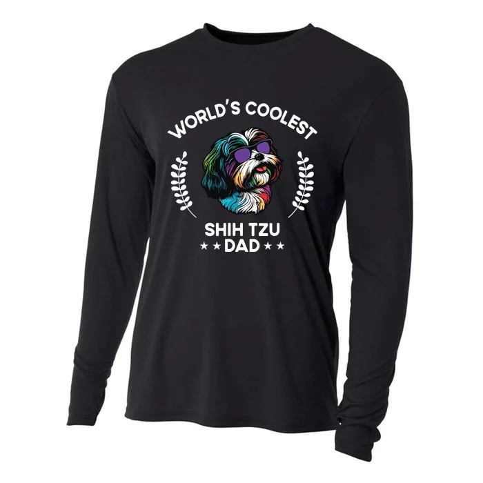 Worlds Coolest Dog Dad Papa Men Shih Tzu Cooling Performance Long Sleeve Crew