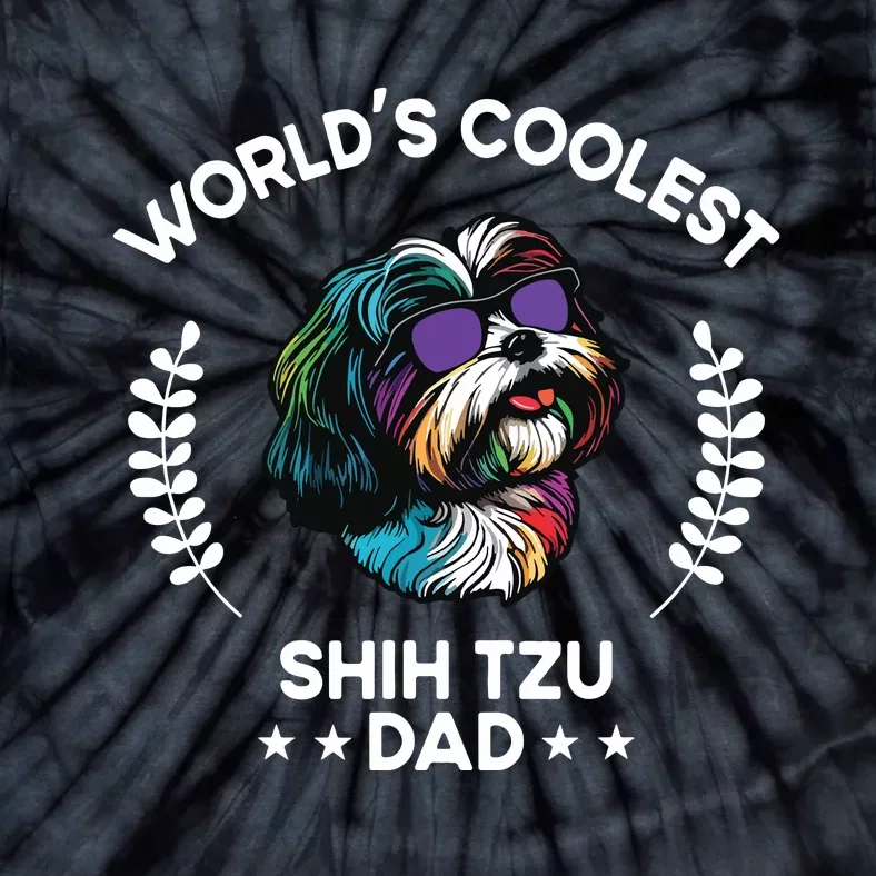 Worlds Coolest Dog Dad Papa Men Shih Tzu Tie-Dye T-Shirt