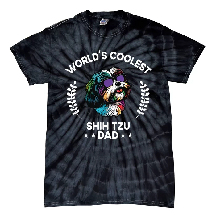 Worlds Coolest Dog Dad Papa Men Shih Tzu Tie-Dye T-Shirt