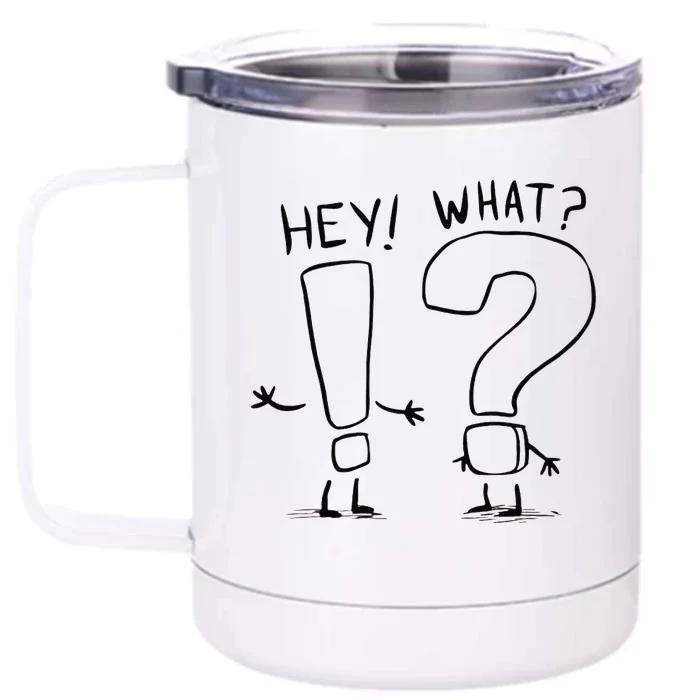 Whimsical Conversation Exclamation Question Mark Character Front & Back 12oz Stainless Steel Tumbler Cup