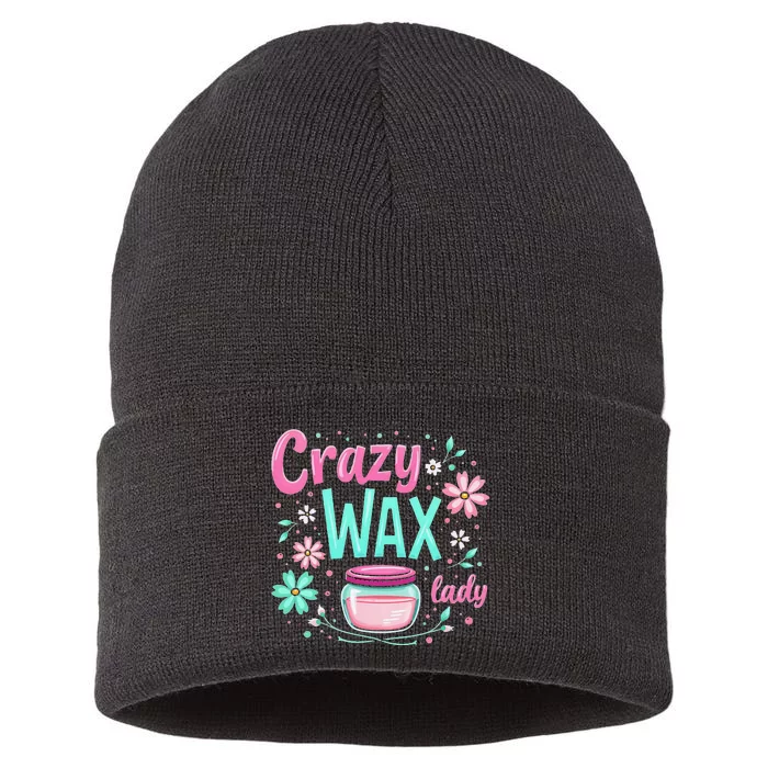 Waxing Cosmetologist Esthetician Crazy Wax Lady Sustainable Knit Beanie