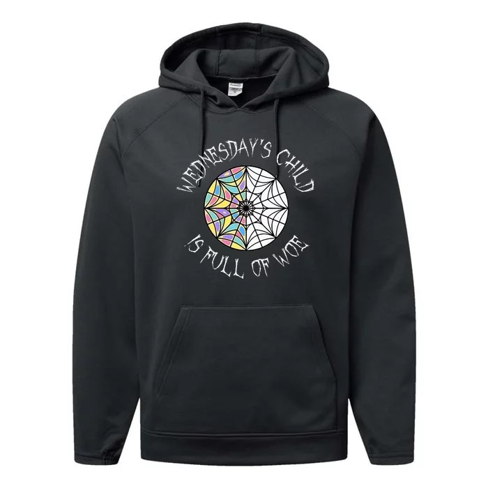 Wednesdays Child Full Of Woe Trendy Popular Round Window Performance Fleece Hoodie