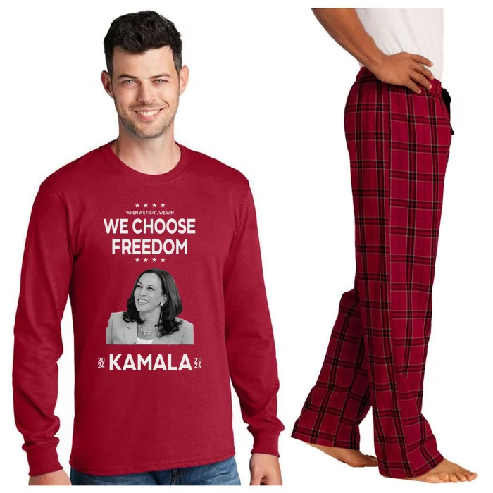 We Choose Freedom Vote Kamala Harris For President 2024 Long Sleeve Pajama Set