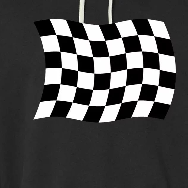 Wavy Checkered Flag Chequered Auto Car Racing Winners Circle Gift Garment-Dyed Fleece Hoodie