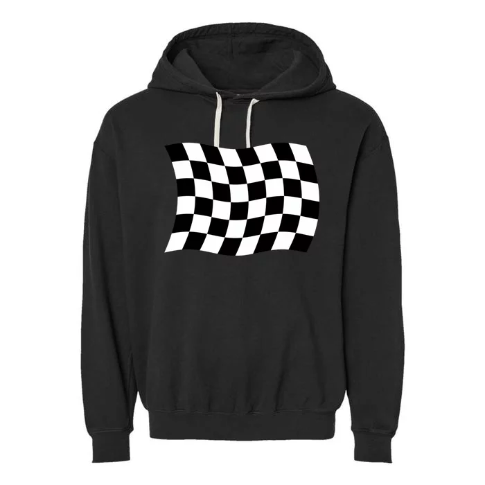 Wavy Checkered Flag Chequered Auto Car Racing Winners Circle Gift Garment-Dyed Fleece Hoodie