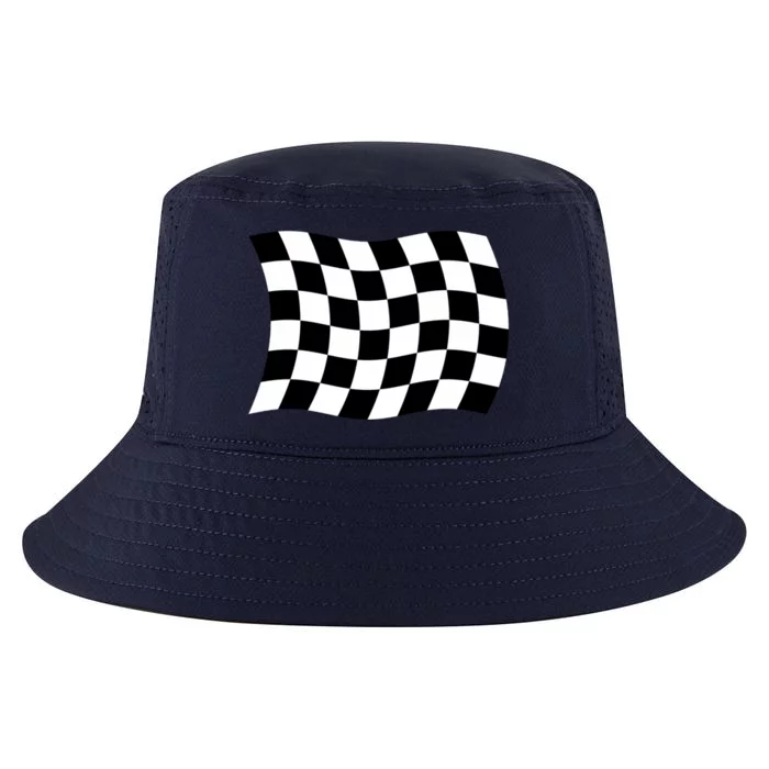 Wavy Checkered Flag Chequered Auto Car Racing Winners Circle Gift Cool Comfort Performance Bucket Hat