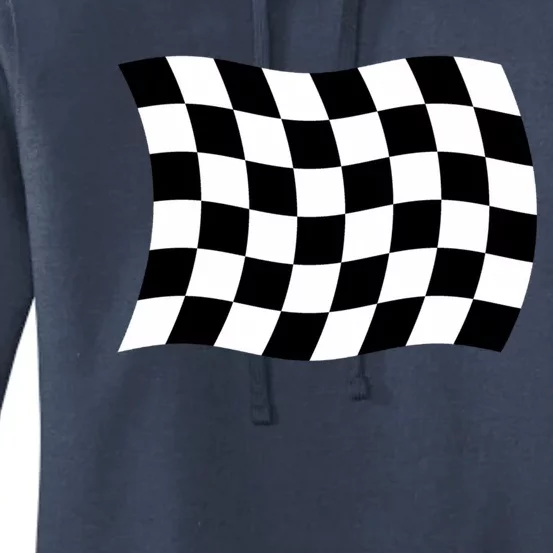 Wavy Checkered Flag Chequered Auto Car Racing Winners Circle Gift Women's Pullover Hoodie