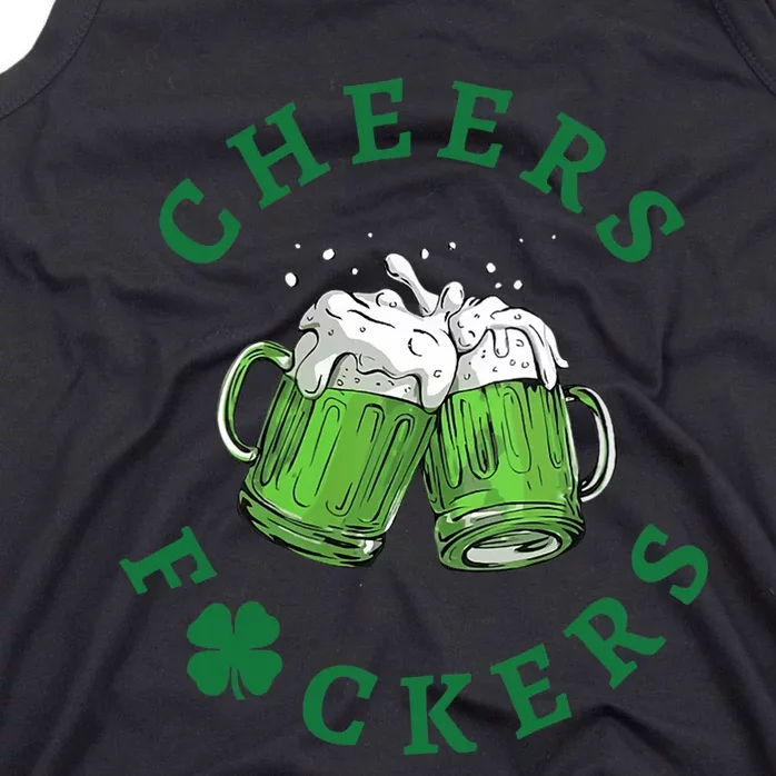 Wo Cheers Fuckers Green Beer Drinking St Patricks Day V-Neck Tank Top