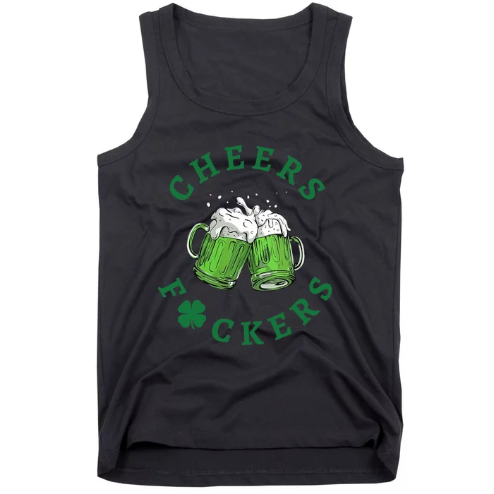 Wo Cheers Fuckers Green Beer Drinking St Patricks Day V-Neck Tank Top