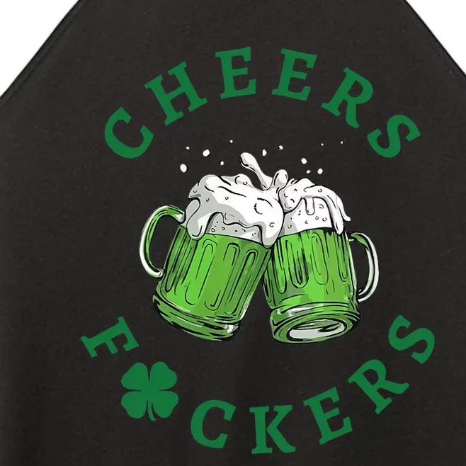 Wo Cheers Fuckers Green Beer Drinking St Patricks Day V-Neck Women’s Perfect Tri Rocker Tank