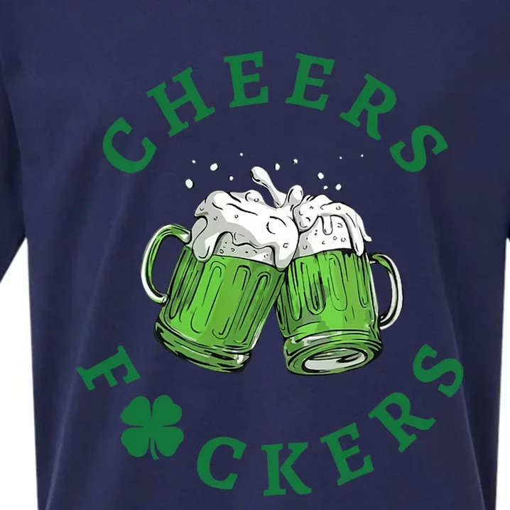 Wo Cheers Fuckers Green Beer Drinking St Patricks Day V-Neck Sueded Cloud Jersey T-Shirt