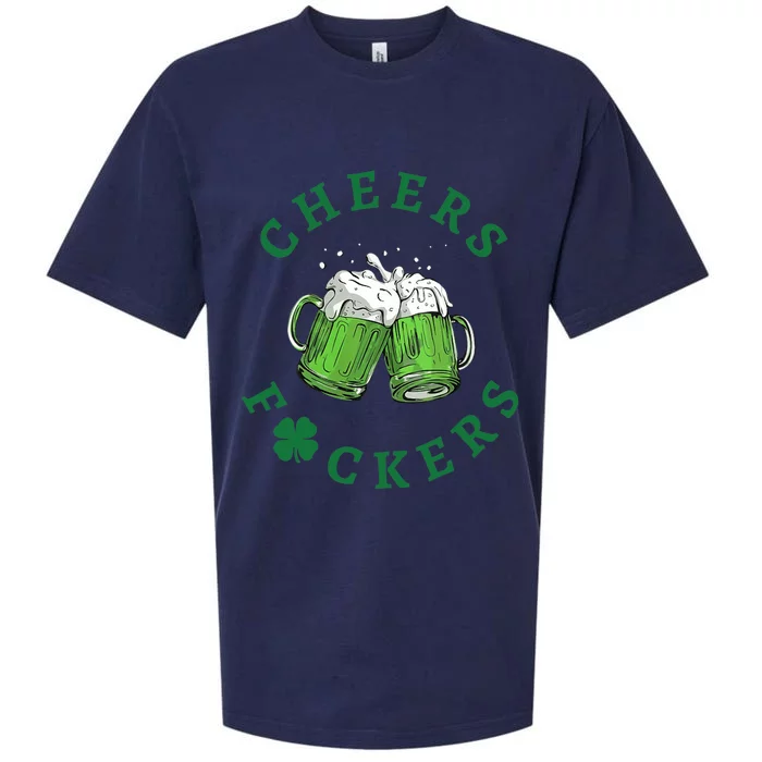 Wo Cheers Fuckers Green Beer Drinking St Patricks Day V-Neck Sueded Cloud Jersey T-Shirt