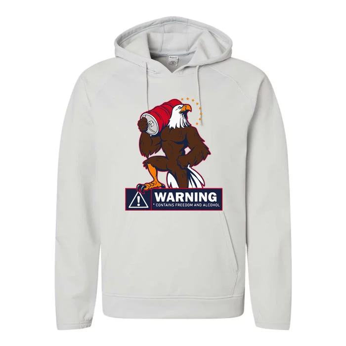 Warning Contains Freedom And Alcohol Performance Fleece Hoodie