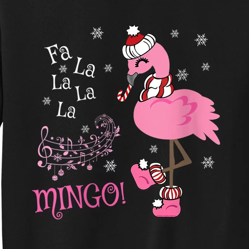 Wo Cute Fa La La MINGO Candy Cane Christmas Flamingo V-Neck Tall Sweatshirt